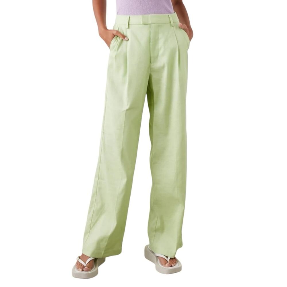 NWT Rails Marnie Wide Leg Linen Blend High Rise Pants 4 in Apple